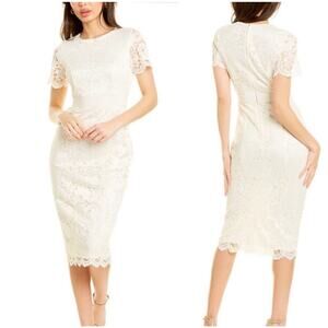 NWT Alexia Admor Delora Ivory Lace Short Sleeve Sheath Dress Size 6